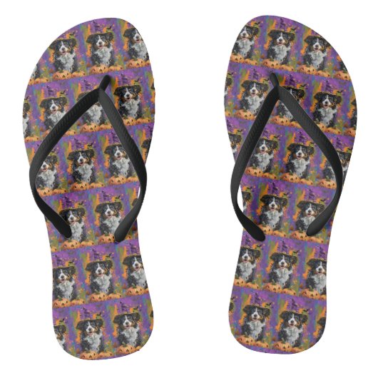 Spookachtige Australische herder Halloween heksenp Teenslippers (Voetbed)