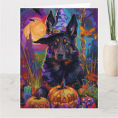 Spookachtige Belgische Herder Halloween Witch Pump Kaart (Voorkant)