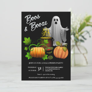 Spookachtige boeken en drank Halloween Party Kaart