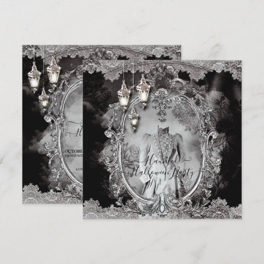  spookachtige dame Halloween Dinner Party Kaart (Voorkant / Achterkant)