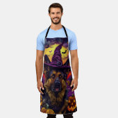 Spookachtige Duitse herder Halloween heksenpompoen Schort (Gedragen)