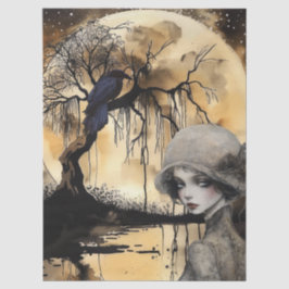 Spookachtige Fantasy Gothic Raven & Victoriaans Gi Tissuepapier