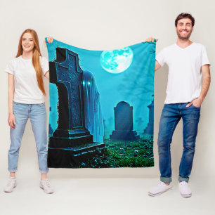 Spookachtige figuur in een Graveyard Design Fleece Deken