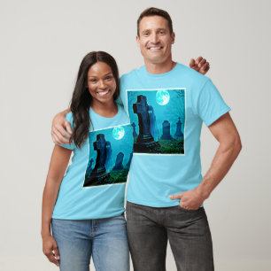 Spookachtige figuur in een Graveyard Design T-shirt