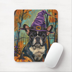 Spookachtige Franse Bulldog Halloween Hekst en Pom Muismat