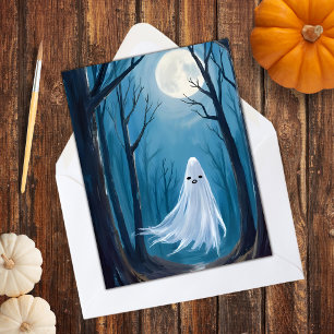Spookachtige Geest Gelukkig Halloween Geheime Bo Feestdagenkaart