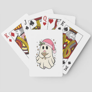 Spookachtige Geest met een Kerst Gebruine Kerstman Pokerkaarten