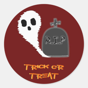 Spookachtige Geest Met Graf Halloween Sticker
