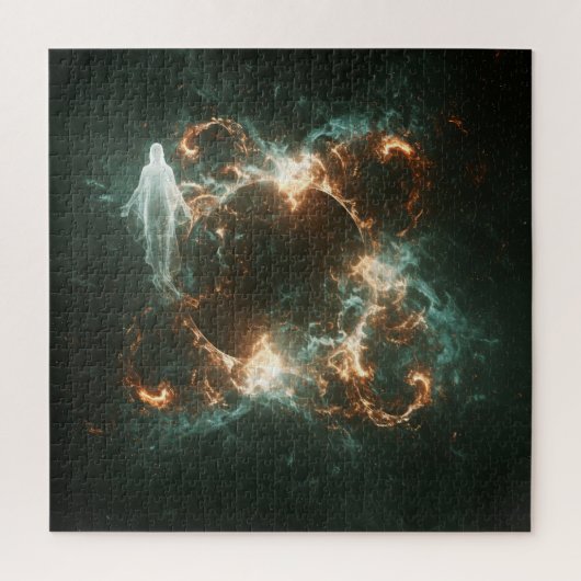 Spookachtige Geest Naast Galactische Explosie In D Legpuzzel (Verticaal)