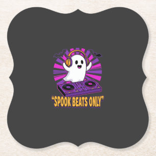 Spookachtige Ghost DJ Halloween Beats Ontwerp_1 Kartonnen Onderzetters