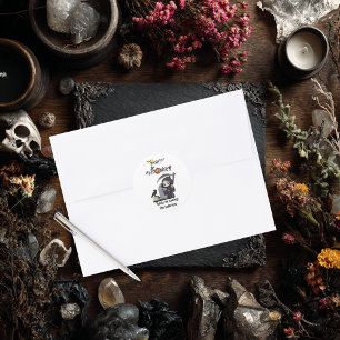 Spookachtige Grim Reaper Kerkhof Kraai Gotische Ha Ronde Sticker