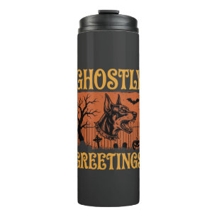 Spookachtige Groeten Halloween Dobermann Begraafpl Thermosbeker