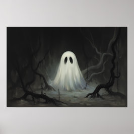 Spookachtige  Halloween Ghost - Haunted Art Poster