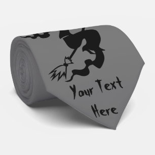 spookachtige halloween heks op vliegende broomstic stropdas