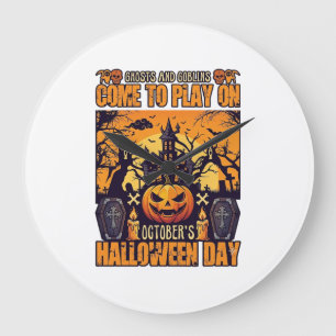 Spookachtige Halloween Kijk Spelen Oktober Geheuge Grote Klok