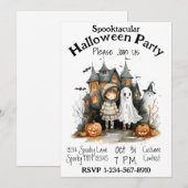 Spookachtige Halloween Party Kaart (Voorkant / Achterkant)