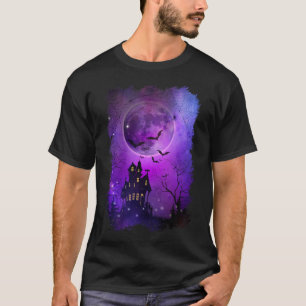 Spookachtige Halloween spookhuis TS en Bloed Maan T-shirt