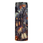Spookachtige Halloween spookhuis Witch en Pompoene Thermosbeker (Achterkant)