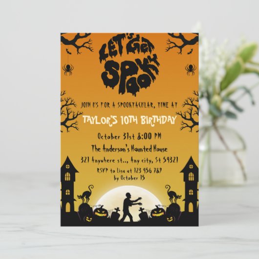 Spookachtige Halloween-verjaardag op de begraafpla Kaart (Staand voorkant)