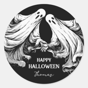 Spookachtige Happy Halloween-feestbehandeling met Ronde Sticker