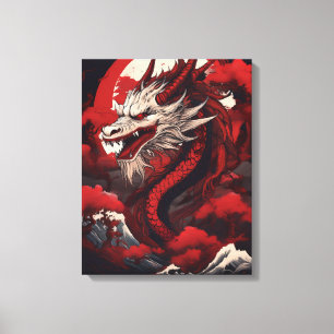 Spookachtige Japanse draak Canvas Afdruk