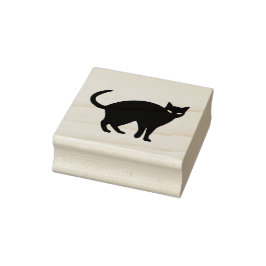 Spookachtige kat met een gebogen rug kunststempel 	rubberstempel