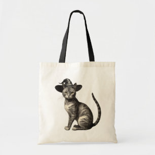 Spookachtige kat met heks pet Halloween Tote Bag