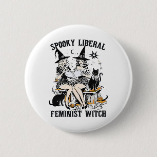 Spookachtige liberale feministische heks Halloween Ronde Button 5,7 Cm