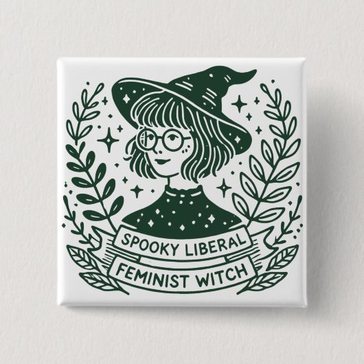 Spookachtige liberale feministische heks vierkante button 5,1 cm (Voorkant)