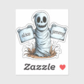 Spookachtige mummie met twee spandoeken sticker (Vel)