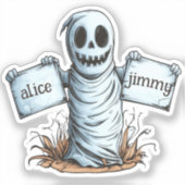 Spookachtige mummie met twee spandoeken sticker (Voorkant)