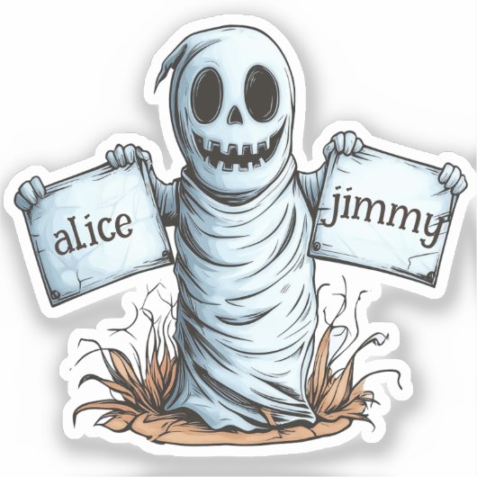 Spookachtige mummie met twee spandoeken sticker (Voorkant)