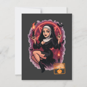 Spookachtige Pin-Up Nun - Spooky Halloween Briefkaart