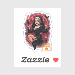 Spookachtige Pin-Up Nun - Spooky Halloween Sticker