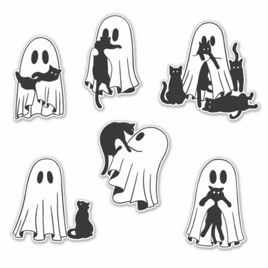 Spookachtige Playmates Leuke Ghost en Black Cat Pa Sticker (Voorkant)