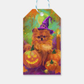 Spookachtige Pommerse hond Halloween heks en pompo Cadeaulabel (Achterkant)