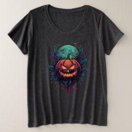 Spookachtige pompoen onder volle maan grote maat t-shirt
