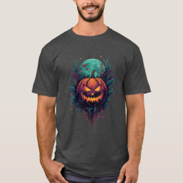 Spookachtige pompoen onder volle maan t-shirt