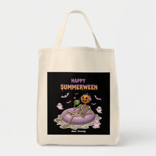 Spookachtige Pompoengezicht Skelet Pret Happy Summ Tote Bag