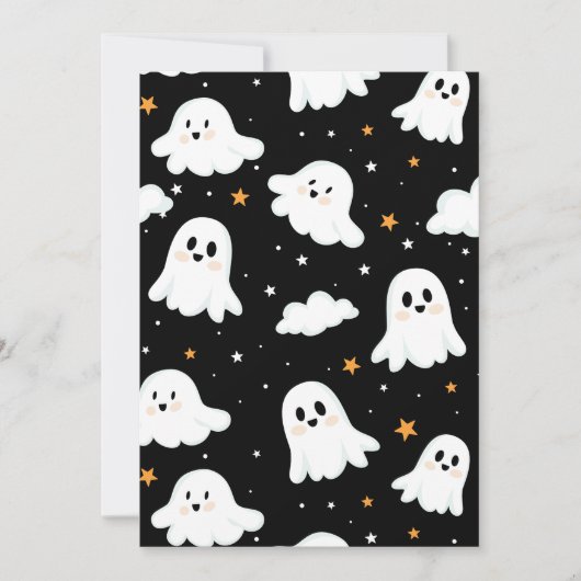 Spookachtige Schattigee Halloween Ghost Cloudy Sta Aankondiging (Voorkant)
