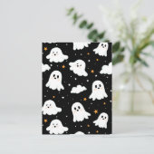 Spookachtige Schattigee Halloween Ghost Cloudy Sta Aankondigingskaart (Staand voorkant)