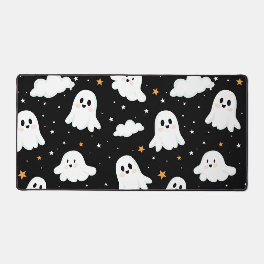 Spookachtige Schattigee Halloween Ghost Cloudy Sta Bureaumat (Voorkant)