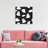 Spookachtige Schattigee Halloween Ghost Cloudy Sta Canvas Afdruk (Insitu (Woonkamer))