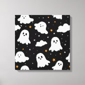 Spookachtige Schattigee Halloween Ghost Cloudy Sta Canvas Afdruk (Voorkant)