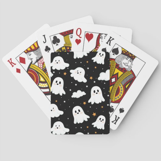 Spookachtige Schattigee Halloween Ghost Cloudy Sta Pokerkaarten (Achterkant)