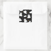 Spookachtige Schattigee Halloween Ghost Cloudy Sta Vierkante Sticker (Tas)