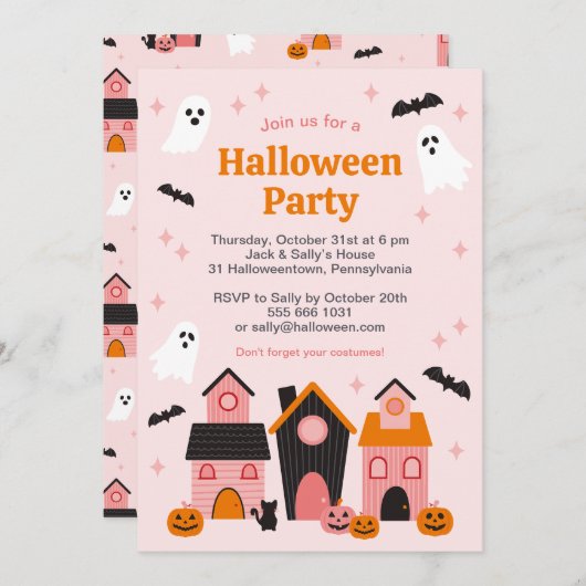 Spookachtige Schattigee Halloween spookhuizen Kaart (Voorkant / Achterkant)