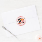 Spookachtige Schattigee Halloween spookhuizen Ronde Sticker (Envelop)