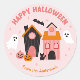 Spookachtige Schattigee Halloween spookhuizen Ronde Sticker