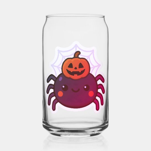 Spookachtige Schattigee Kawaii Halloween Spider Blikvorm Glas (Achterkant)
